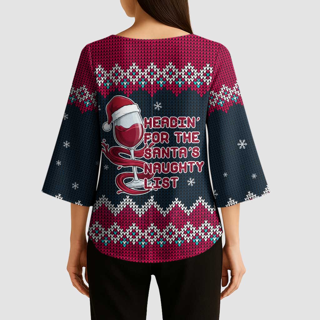 Headin For Santas Naughty Christmas Christmas Kimono Sleeve Blouse Xmas Holiday Patterns - Wonder Print Shop