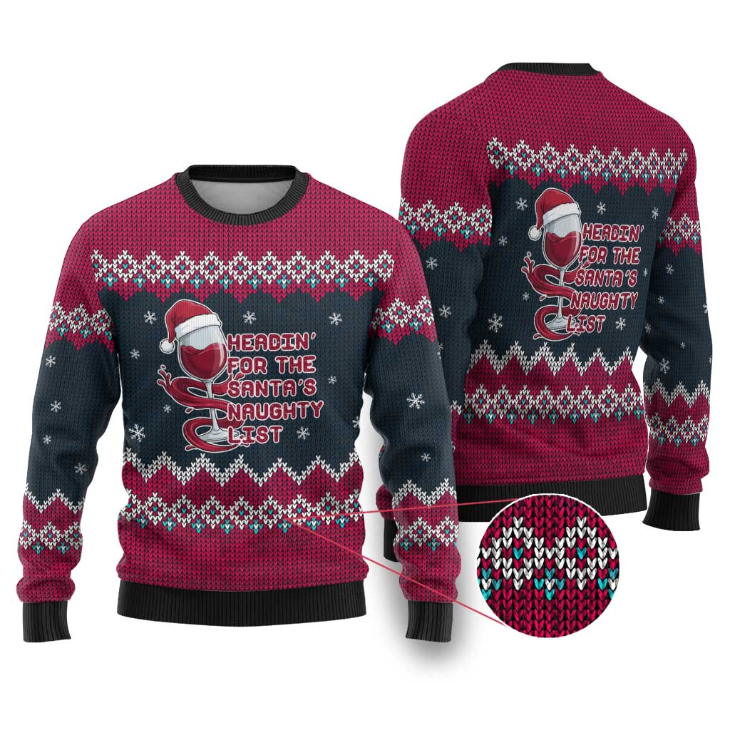 Headin For Santas Naughty Christmas Ugly Christmas Sweater Xmas Holiday Patterns - Wonder Print Shop