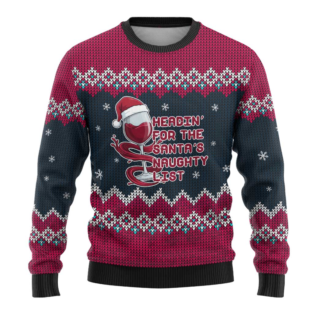 Headin For Santas Naughty Christmas Ugly Christmas Sweater Xmas Holiday Patterns - Wonder Print Shop