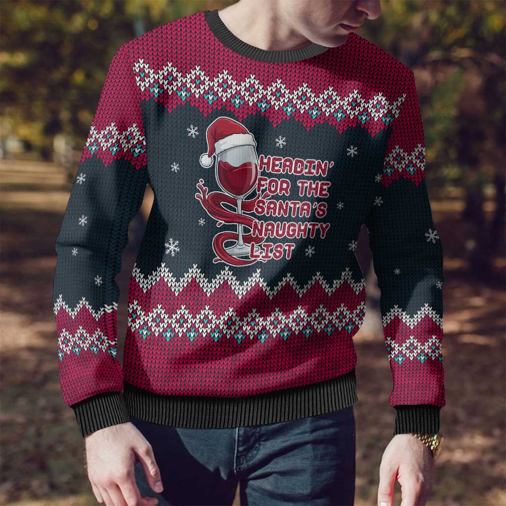 Headin For Santas Naughty Christmas Ugly Christmas Sweater Xmas Holiday Patterns - Wonder Print Shop