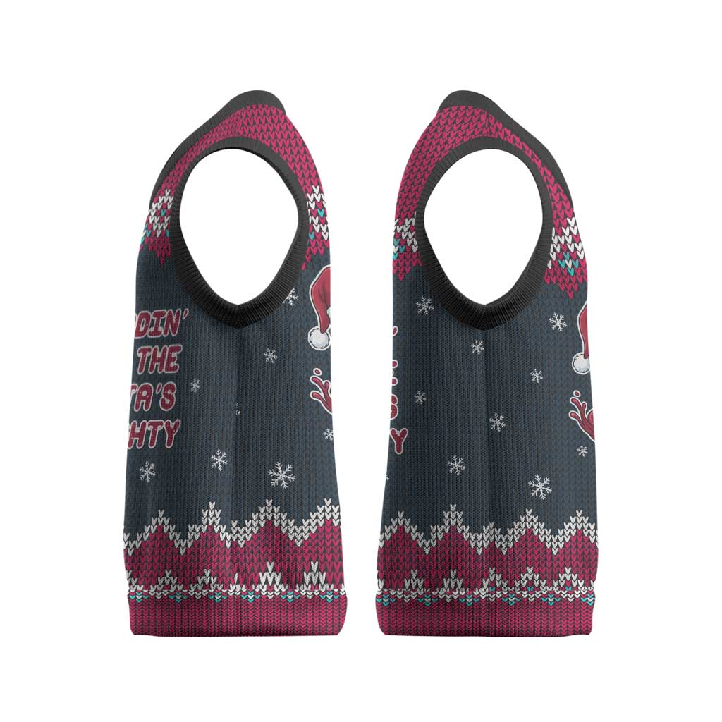 Headin For Santas Naughty Christmas Christmas Knitted V-Neck Vest Xmas Holiday Patterns - Wonder Print Shop