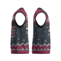Headin For Santas Naughty Christmas Christmas Knitted V-Neck Vest Xmas Holiday Patterns - Wonder Print Shop