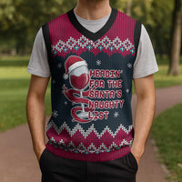 Headin For Santas Naughty Christmas Christmas Knitted V-Neck Vest Xmas Holiday Patterns - Wonder Print Shop
