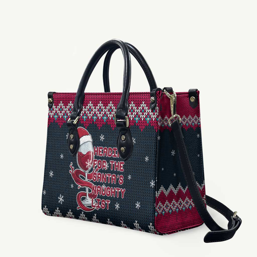 Headin For Santas Naughty Christmas Christmas Leather Bag Xmas Holiday Patterns - Wonder Print Shop