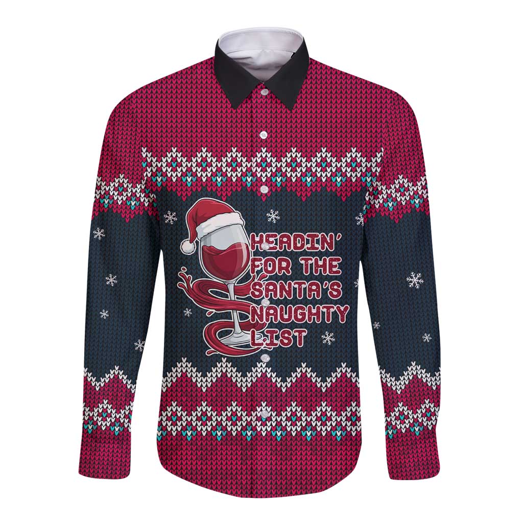 Headin For Santas Naughty Christmas Christmas Long Sleeve Button Shirt Xmas Holiday Patterns - Wonder Print Shop