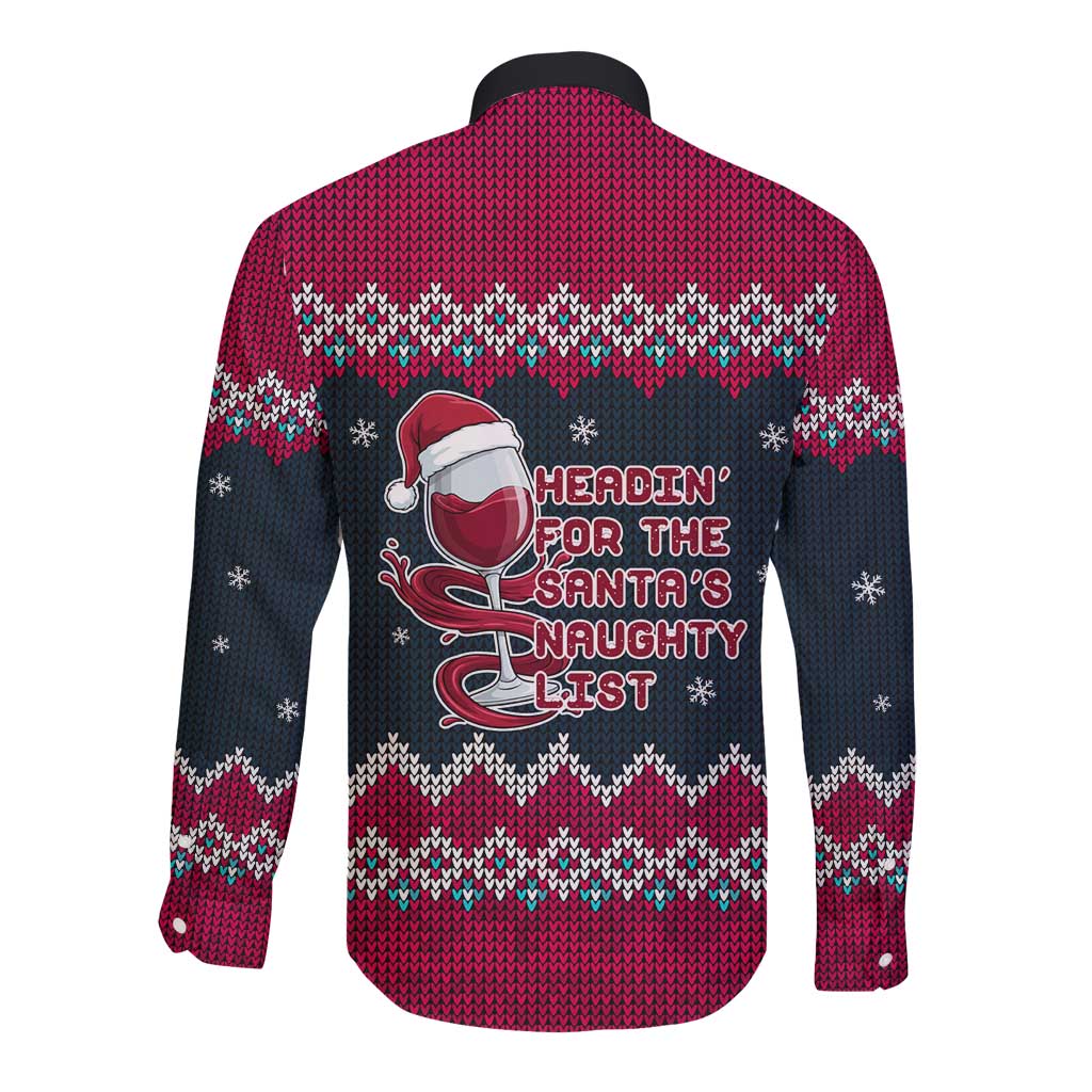 Headin For Santas Naughty Christmas Christmas Long Sleeve Button Shirt Xmas Holiday Patterns - Wonder Print Shop