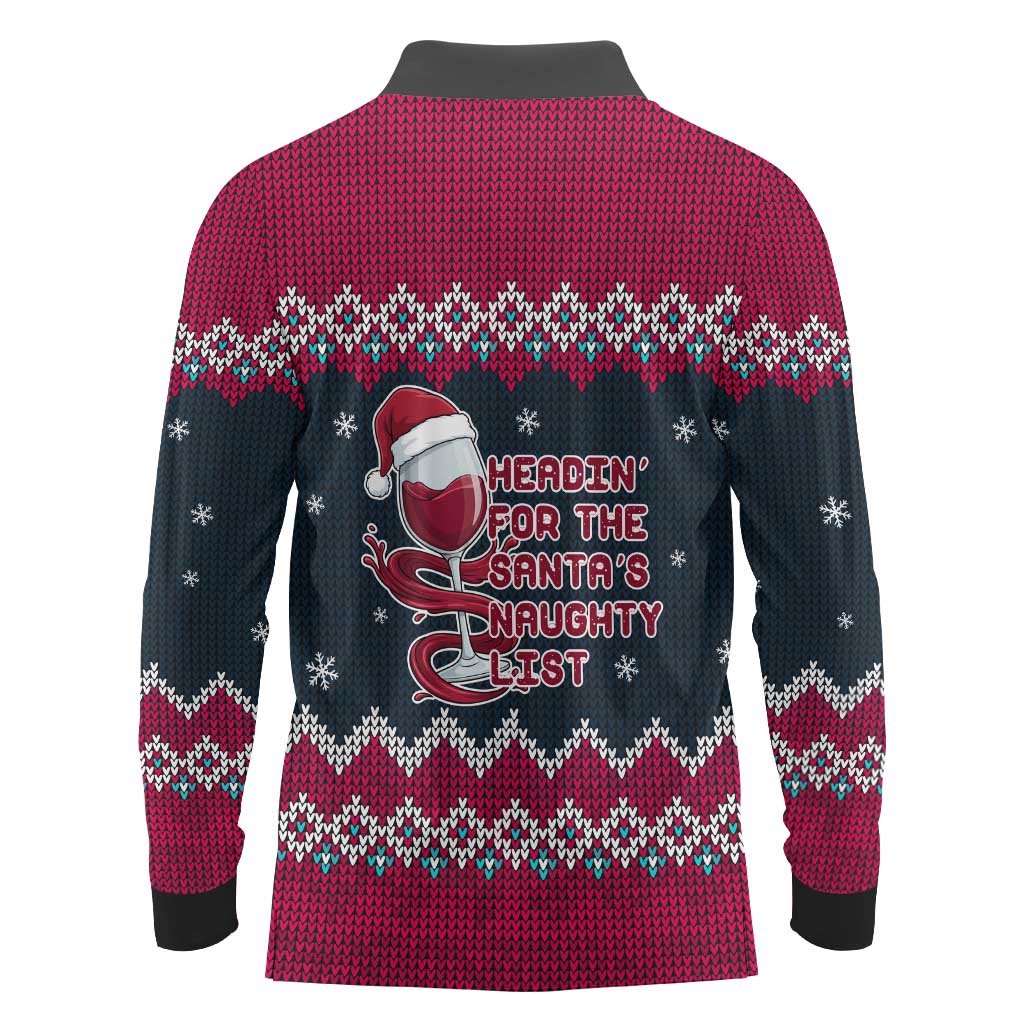 Headin For Santas Naughty Christmas Christmas Long Sleeve Polo Shirt Xmas Holiday Patterns - Wonder Print Shop