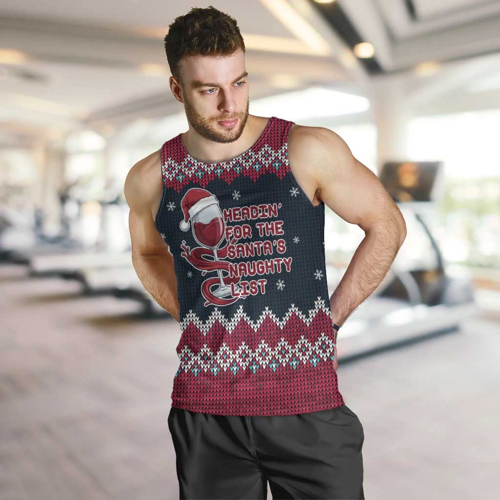 Headin For Santas Naughty Christmas Christmas Men Tank Top Xmas Holiday Patterns - Wonder Print Shop