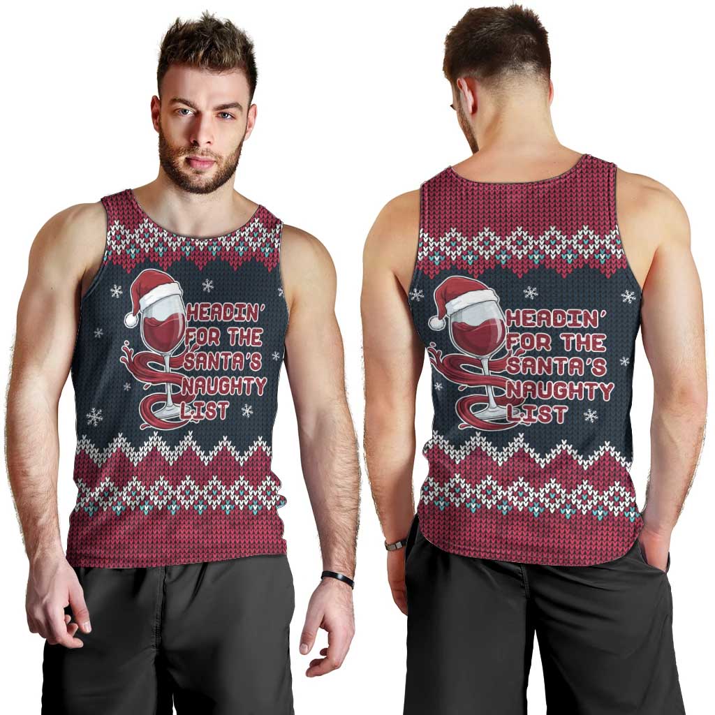 Headin For Santas Naughty Christmas Christmas Men Tank Top Xmas Holiday Patterns - Wonder Print Shop
