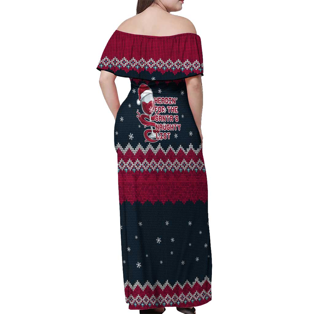 Headin For Santas Naughty Christmas Christmas Off Shoulder Maxi Dress Xmas Holiday Patterns - Wonder Print Shop