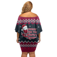 Headin For Santas Naughty Christmas Christmas Off Shoulder Short Dress Xmas Holiday Patterns - Wonder Print Shop