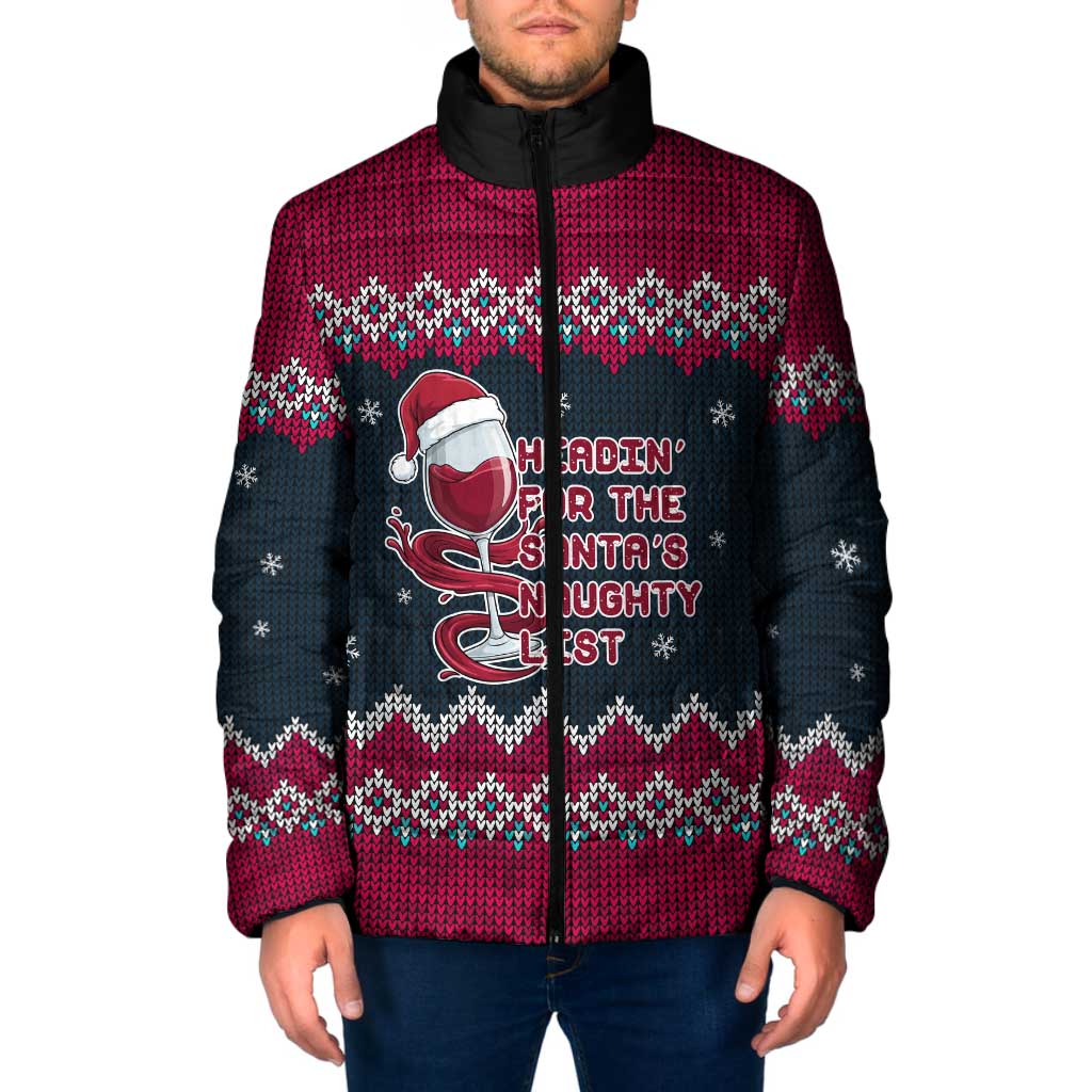 Headin For Santas Naughty Christmas Christmas Padded Jacket Xmas Holiday Patterns - Wonder Print Shop
