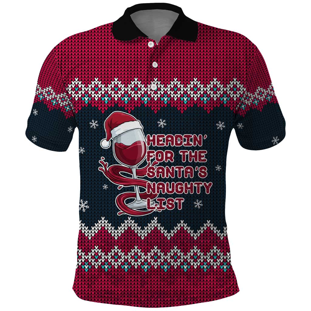 Headin For Santas Naughty Christmas Christmas Polo Shirt Xmas Holiday Patterns - Wonder Print Shop