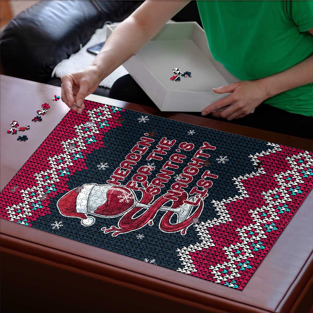 Headin For Santas Naughty Christmas Christmas Puzzle Xmas Holiday Patterns - Wonder Print Shop
