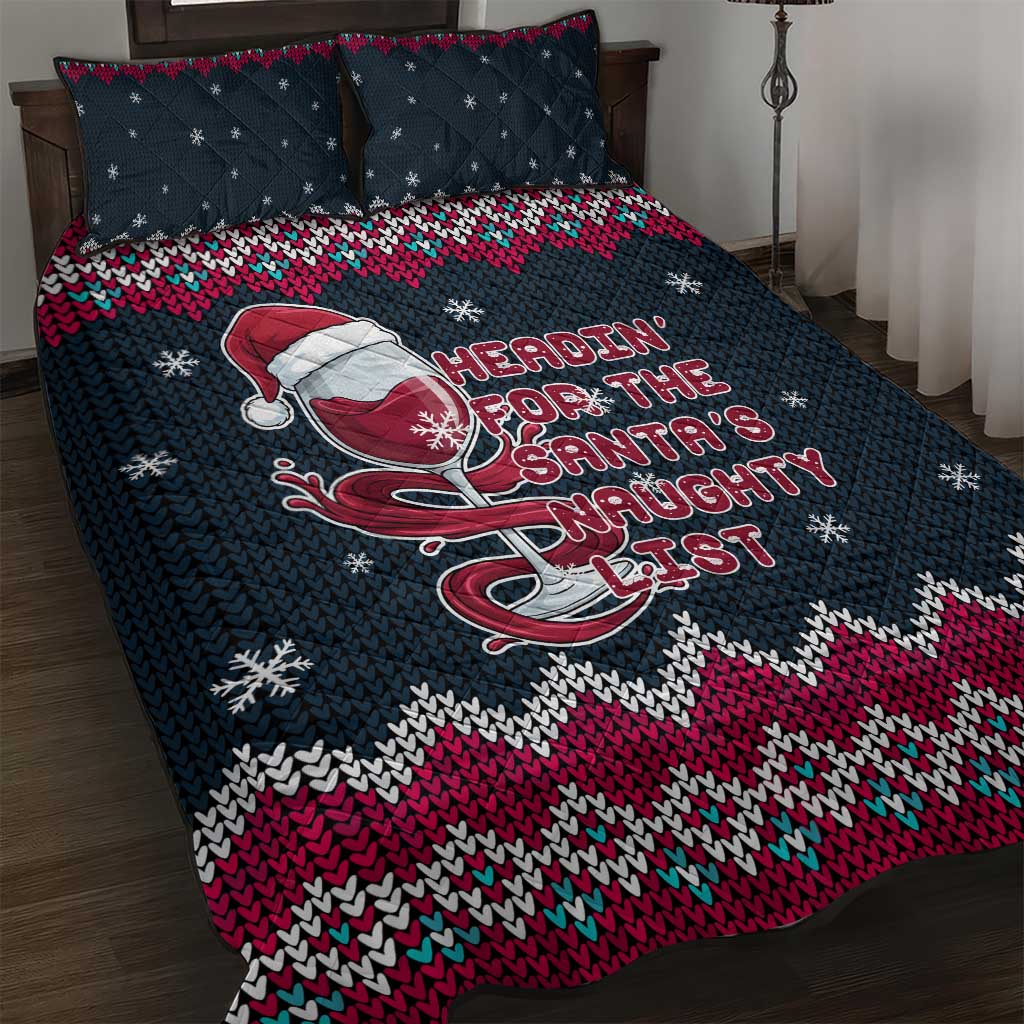 Headin For Santas Naughty Christmas Christmas Quilt Bed Set Xmas Holiday Patterns - Wonder Print Shop
