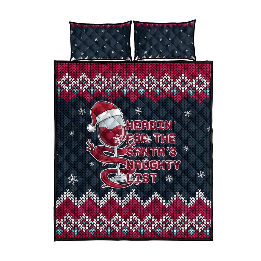 Headin For Santas Naughty Christmas Christmas Quilt Bed Set Xmas Holiday Patterns - Wonder Print Shop