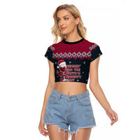 Headin For Santas Naughty Christmas Christmas Raglan Cropped T Shirt Xmas Holiday Patterns - Wonder Print Shop