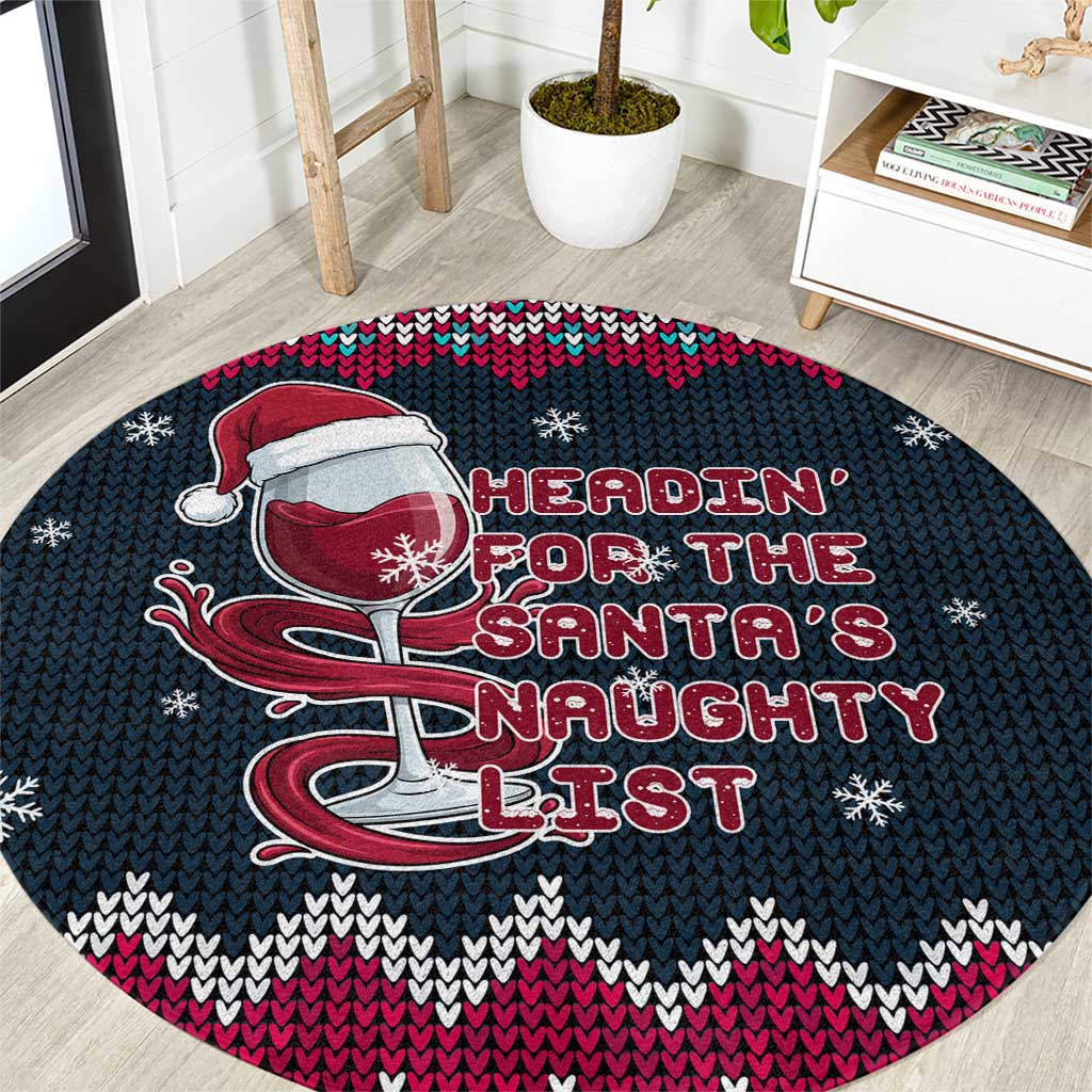 Headin For Santas Naughty Christmas Christmas Round Carpet Xmas Holiday Patterns - Wonder Print Shop