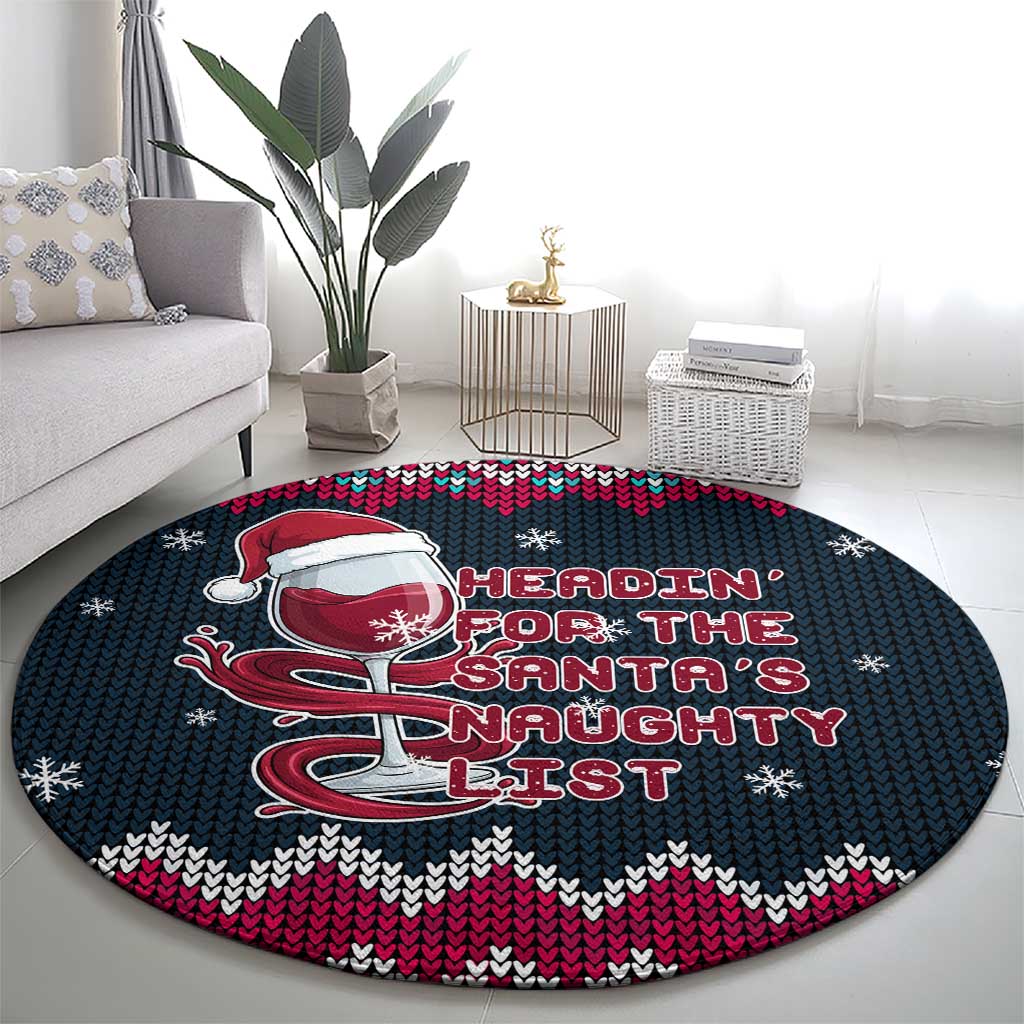 Headin For Santas Naughty Christmas Christmas Round Carpet Xmas Holiday Patterns - Wonder Print Shop