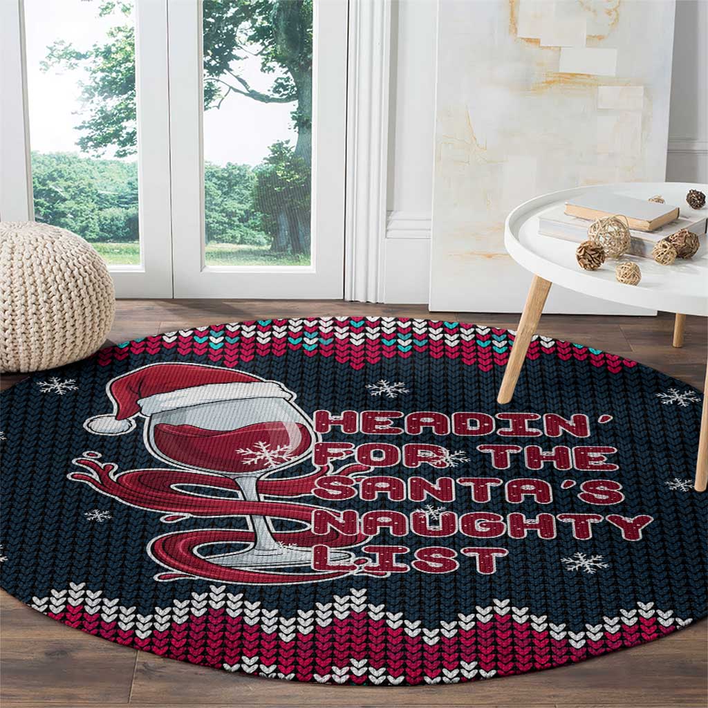 Headin For Santas Naughty Christmas Christmas Round Carpet Xmas Holiday Patterns - Wonder Print Shop