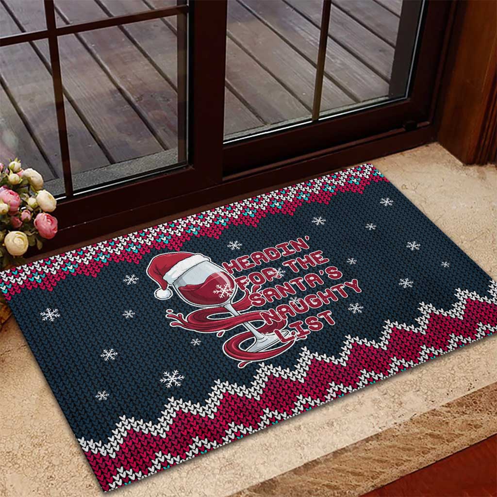 Headin For Santas Naughty Christmas Christmas Rubber Doormat Xmas Holiday Patterns - Wonder Print Shop