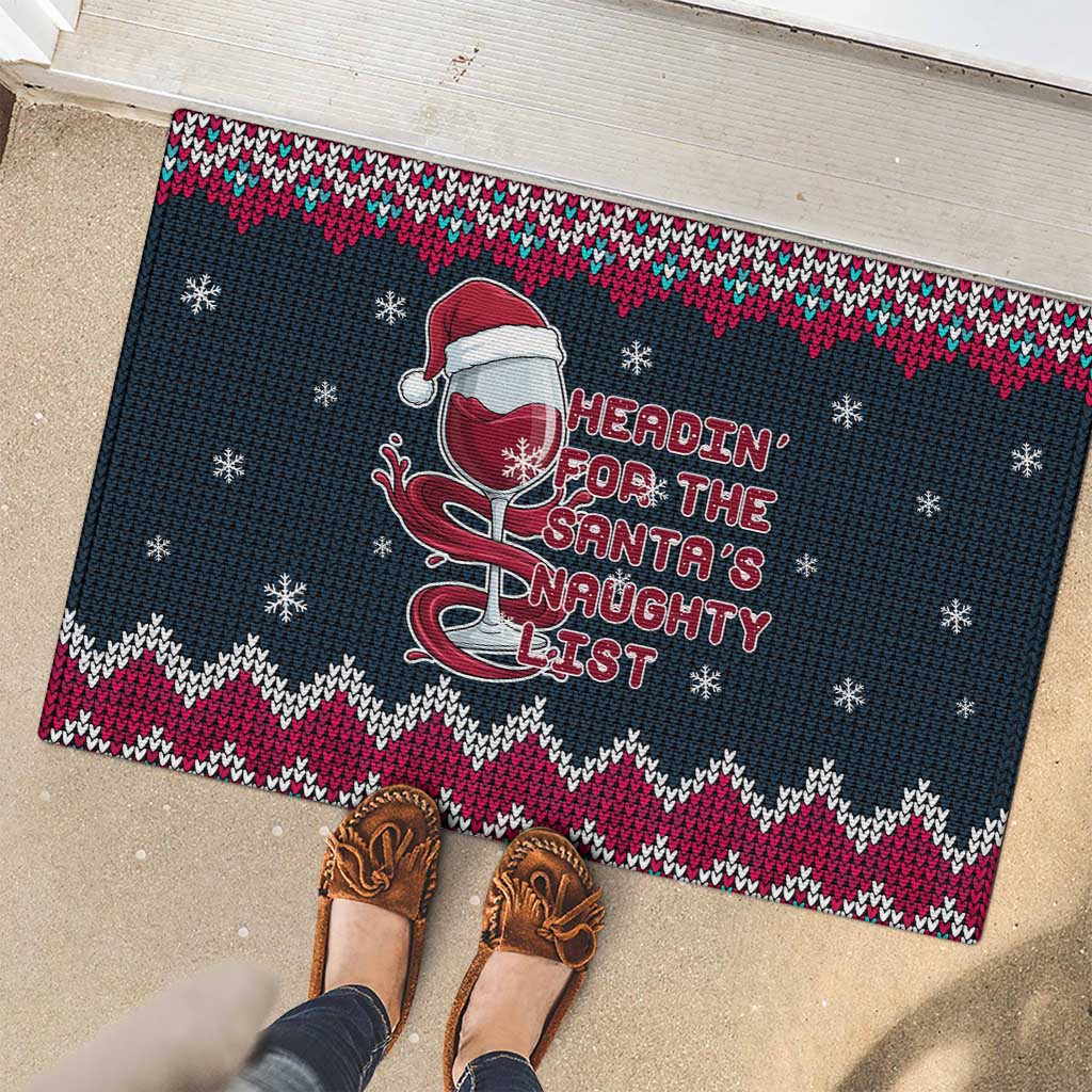 Headin For Santas Naughty Christmas Christmas Rubber Doormat Xmas Holiday Patterns - Wonder Print Shop