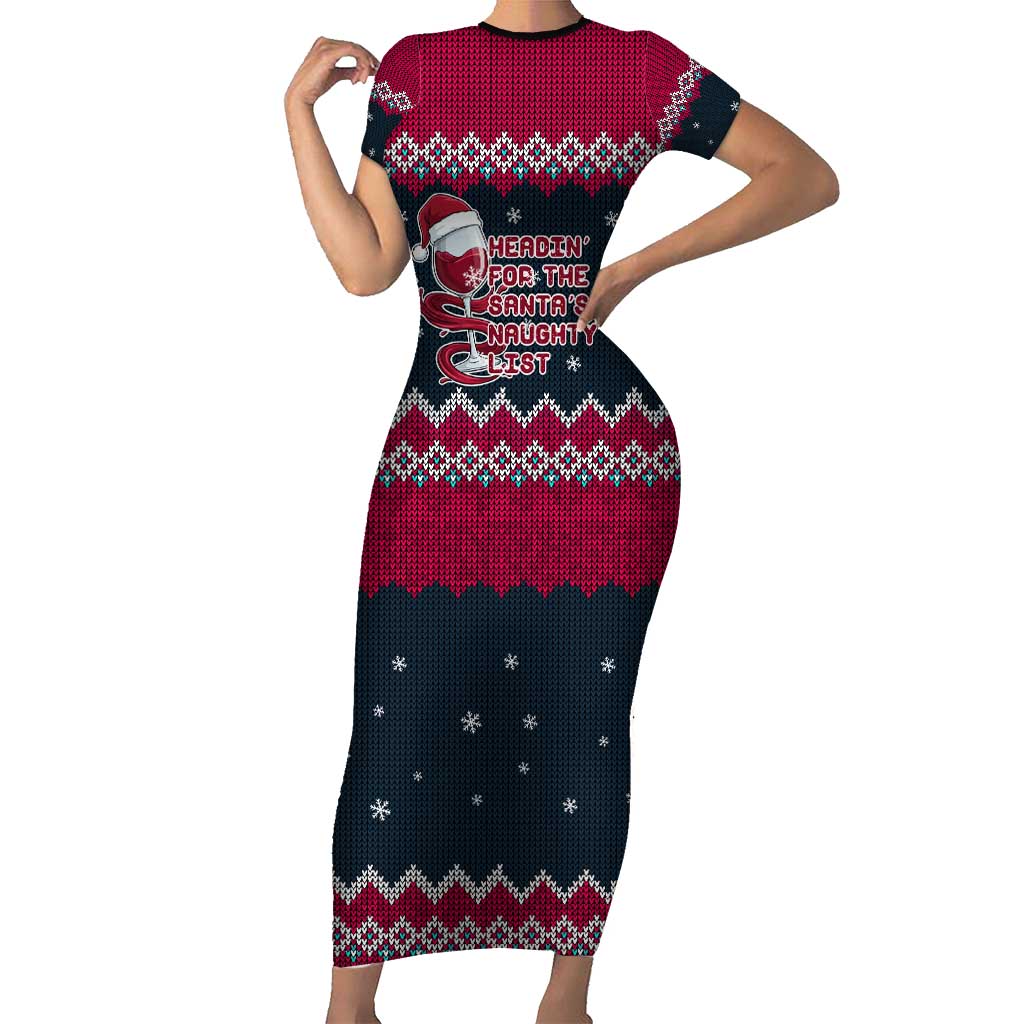 Headin For Santas Naughty Christmas Christmas Short Sleeve Bodycon Dress Xmas Holiday Patterns - Wonder Print Shop