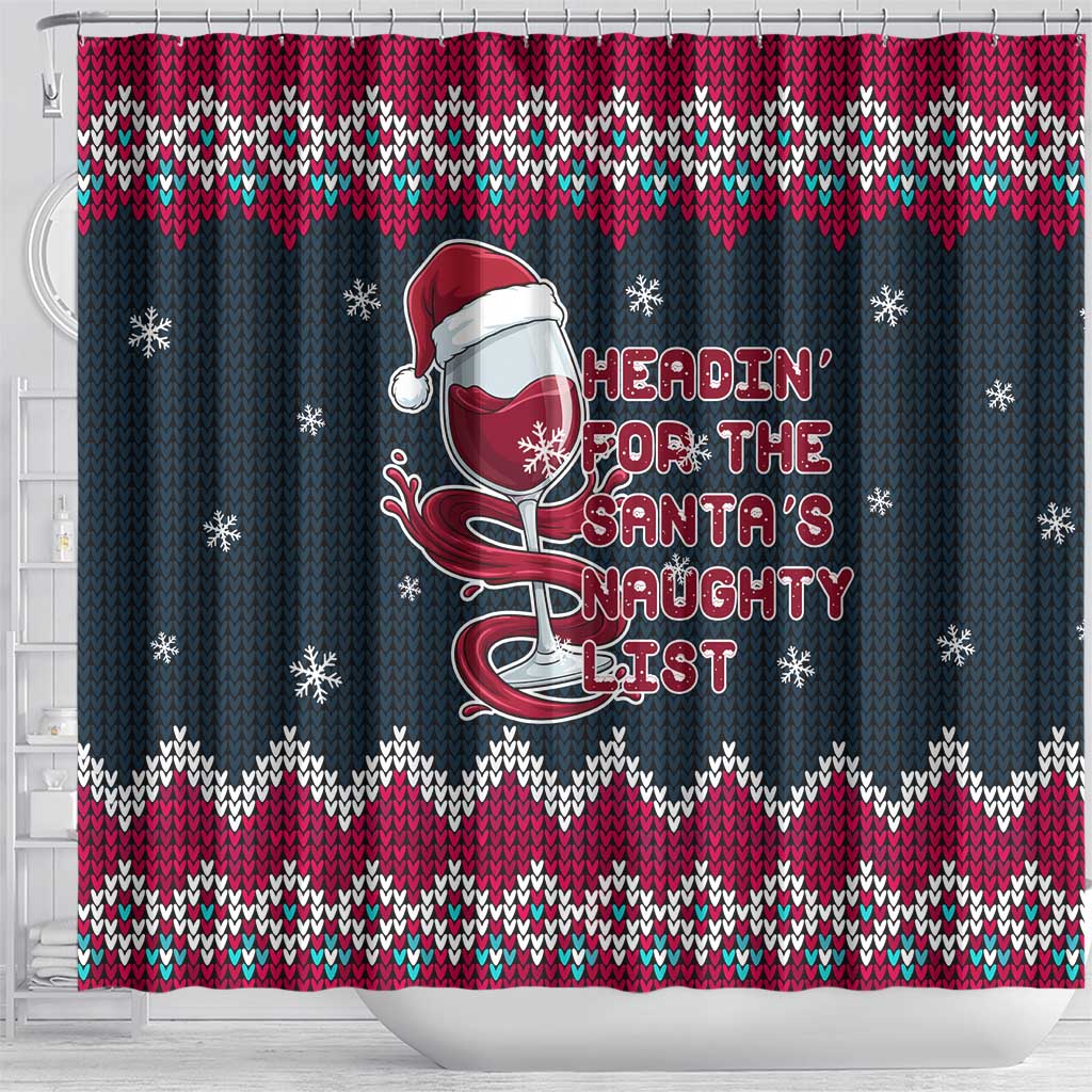 Headin For Santas Naughty Christmas Christmas Shower Curtain Xmas Holiday Patterns - Wonder Print Shop