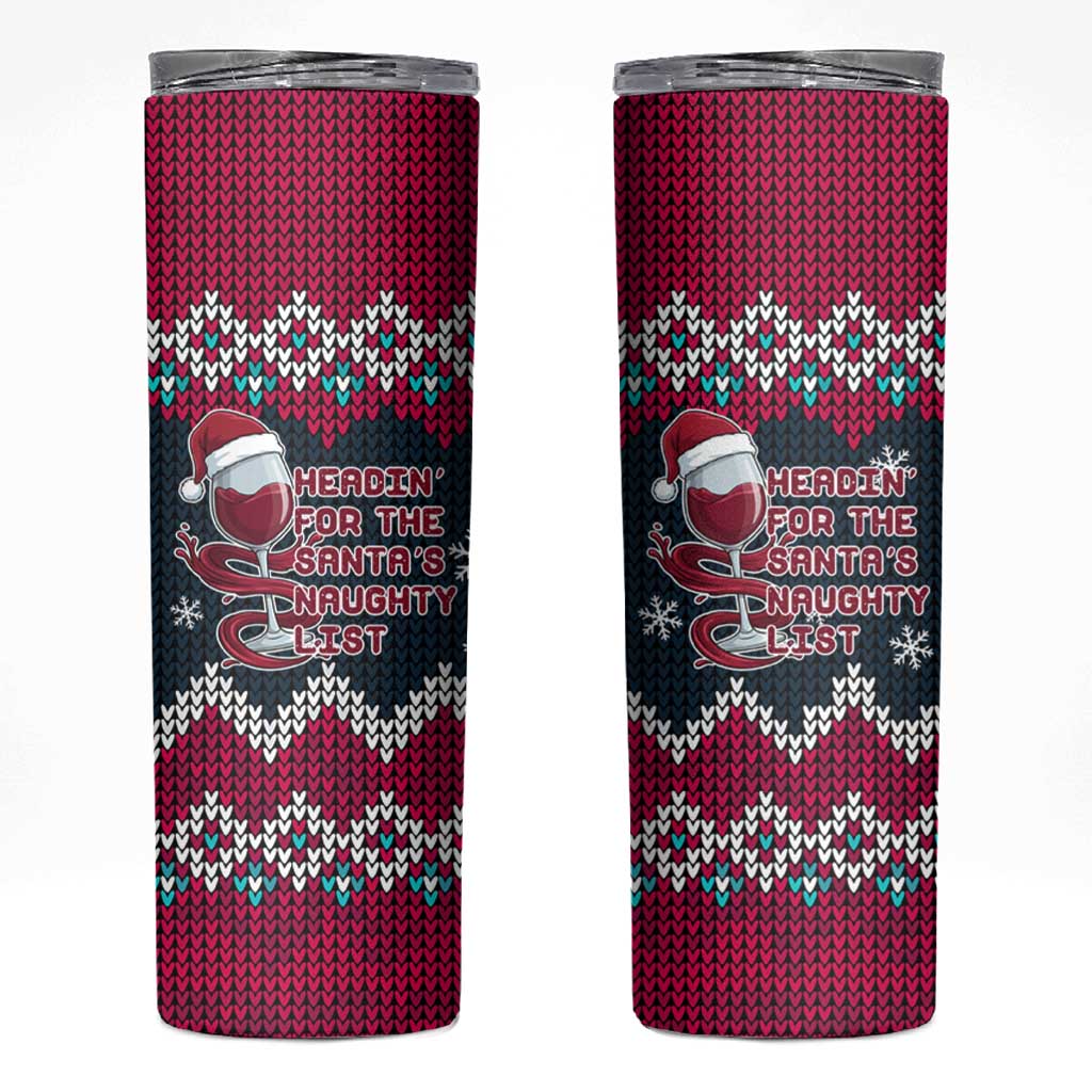 Headin For Santas Naughty Christmas Christmas Skinny Tumbler Xmas Holiday Patterns - Wonder Print Shop