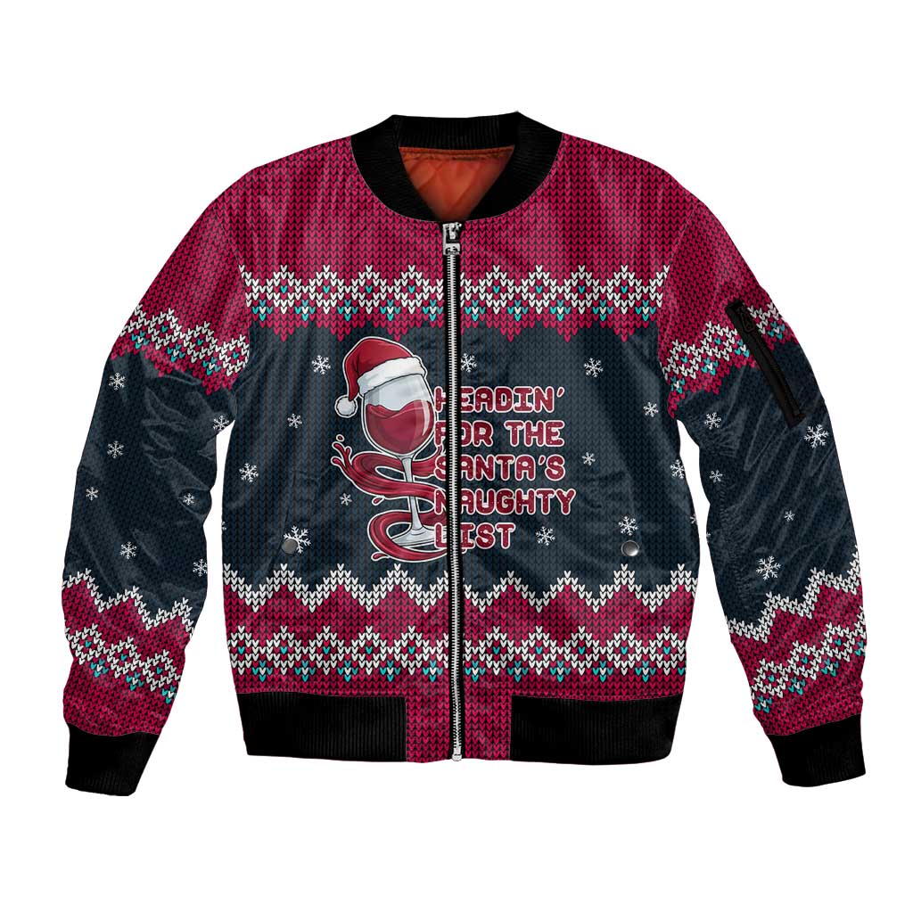 Headin For Santas Naughty Christmas Christmas Sleeve Zip Bomber Jacket Xmas Holiday Patterns - Wonder Print Shop