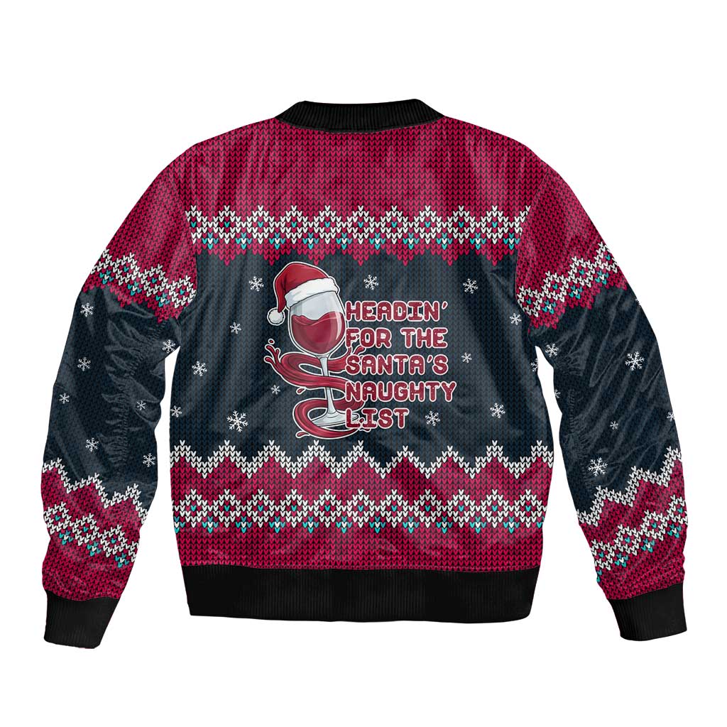 Headin For Santas Naughty Christmas Christmas Sleeve Zip Bomber Jacket Xmas Holiday Patterns - Wonder Print Shop