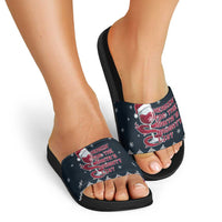 Headin For Santas Naughty Christmas Christmas Slide Sandals Xmas Holiday Patterns - Wonder Print Shop
