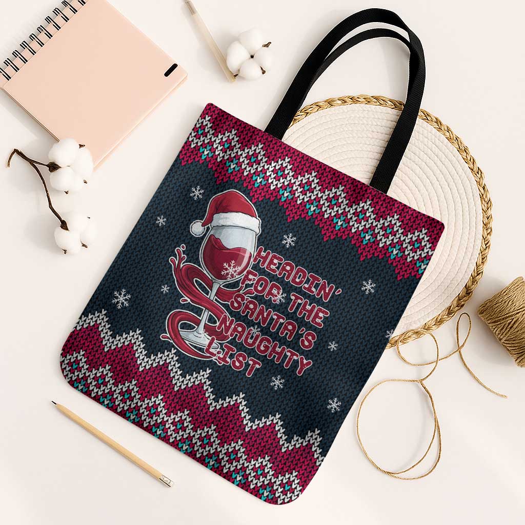 Headin For Santas Naughty Christmas Christmas Tote Bag Xmas Holiday Patterns - Wonder Print Shop