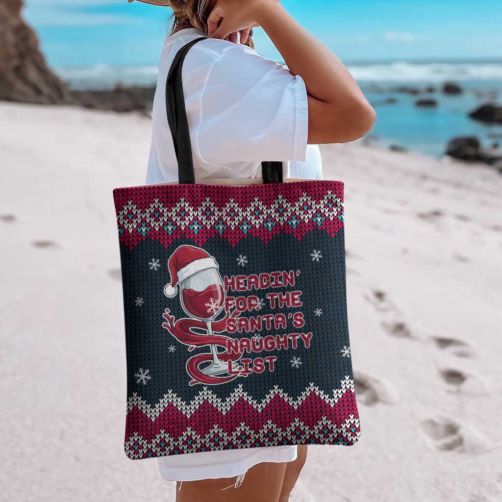Headin For Santas Naughty Christmas Christmas Tote Bag Xmas Holiday Patterns - Wonder Print Shop
