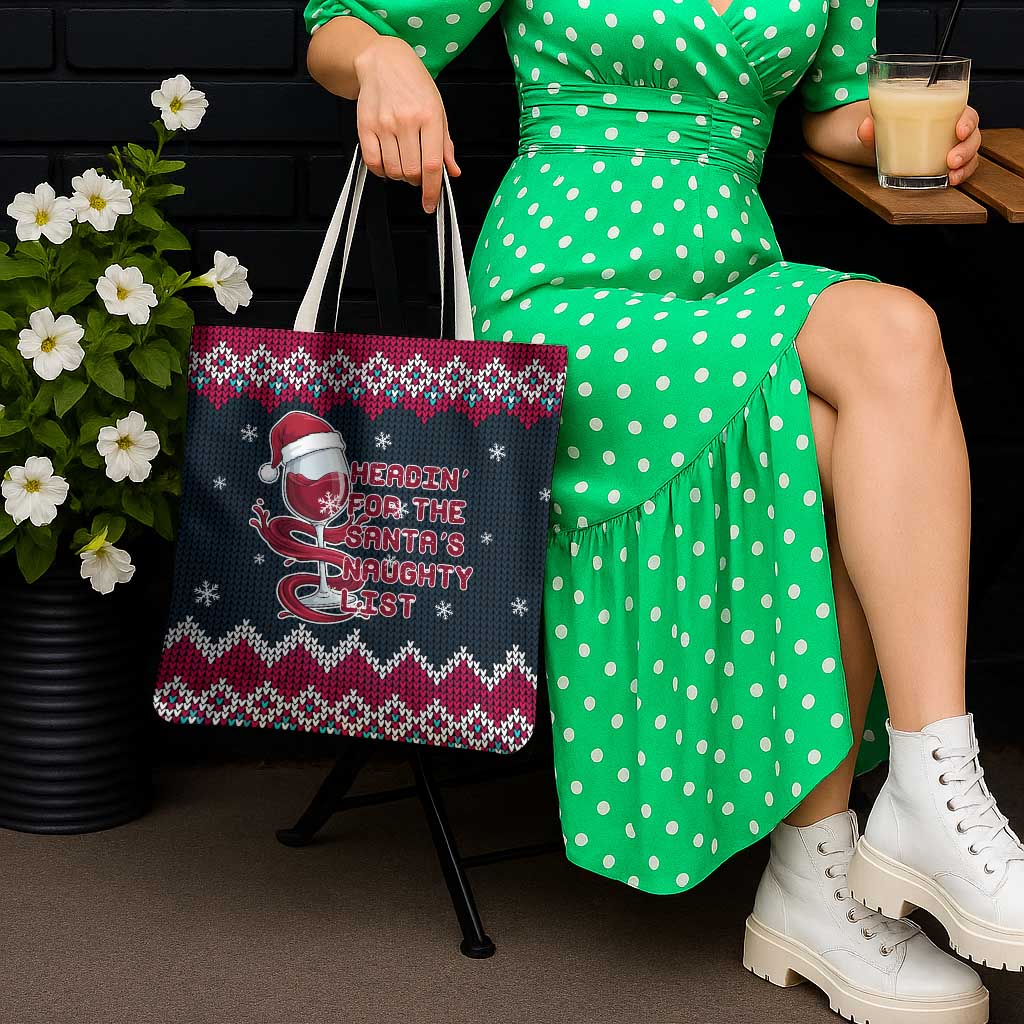 Headin For Santas Naughty Christmas Christmas Tote Bag Xmas Holiday Patterns - Wonder Print Shop