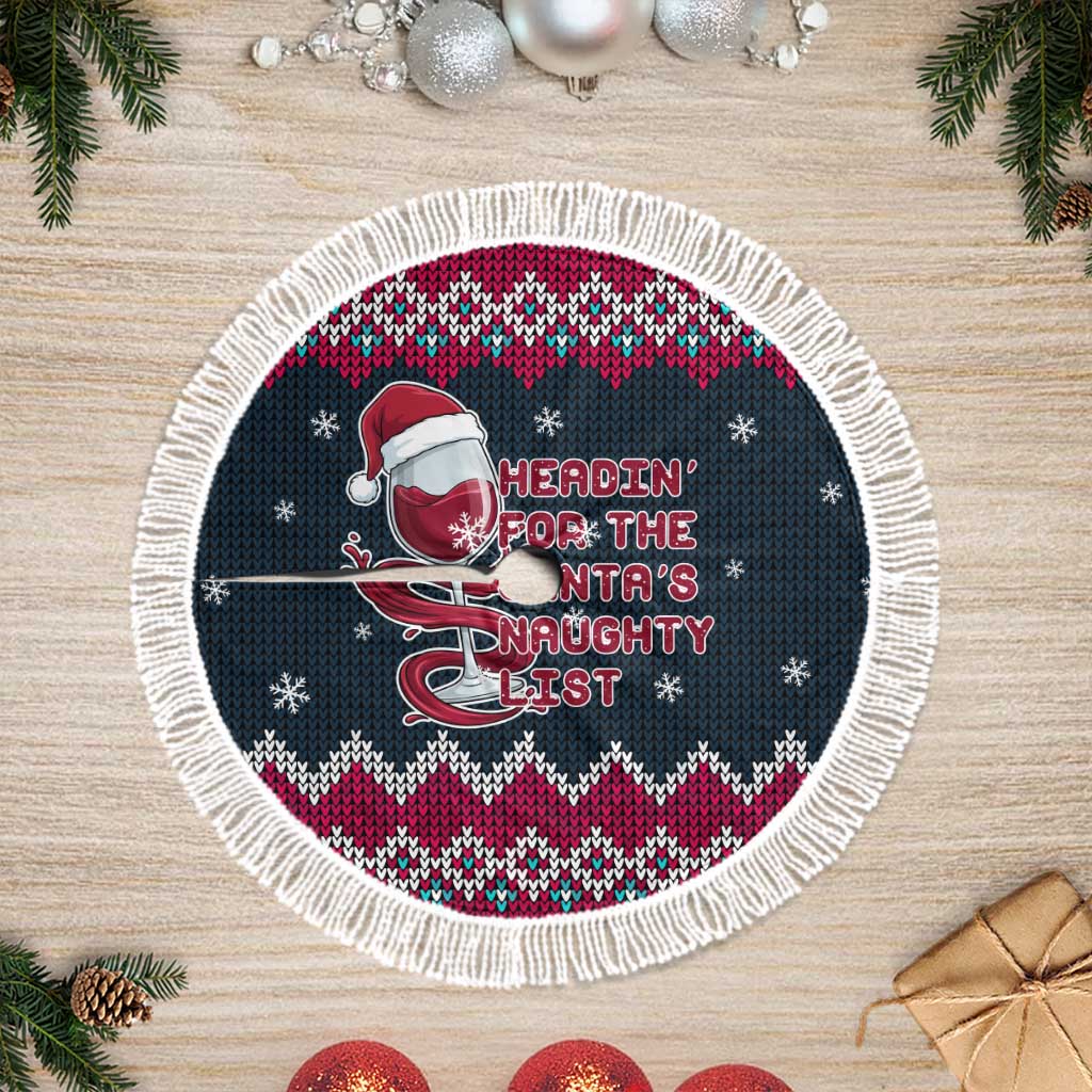 Headin For Santas Naughty Christmas Tree Skirt Xmas Holiday Patterns - Wonder Print Shop