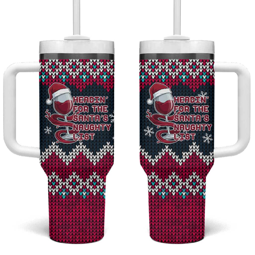 Headin For Santas Naughty Christmas Christmas Tumbler With Handle Xmas Holiday Patterns - Wonder Print Shop