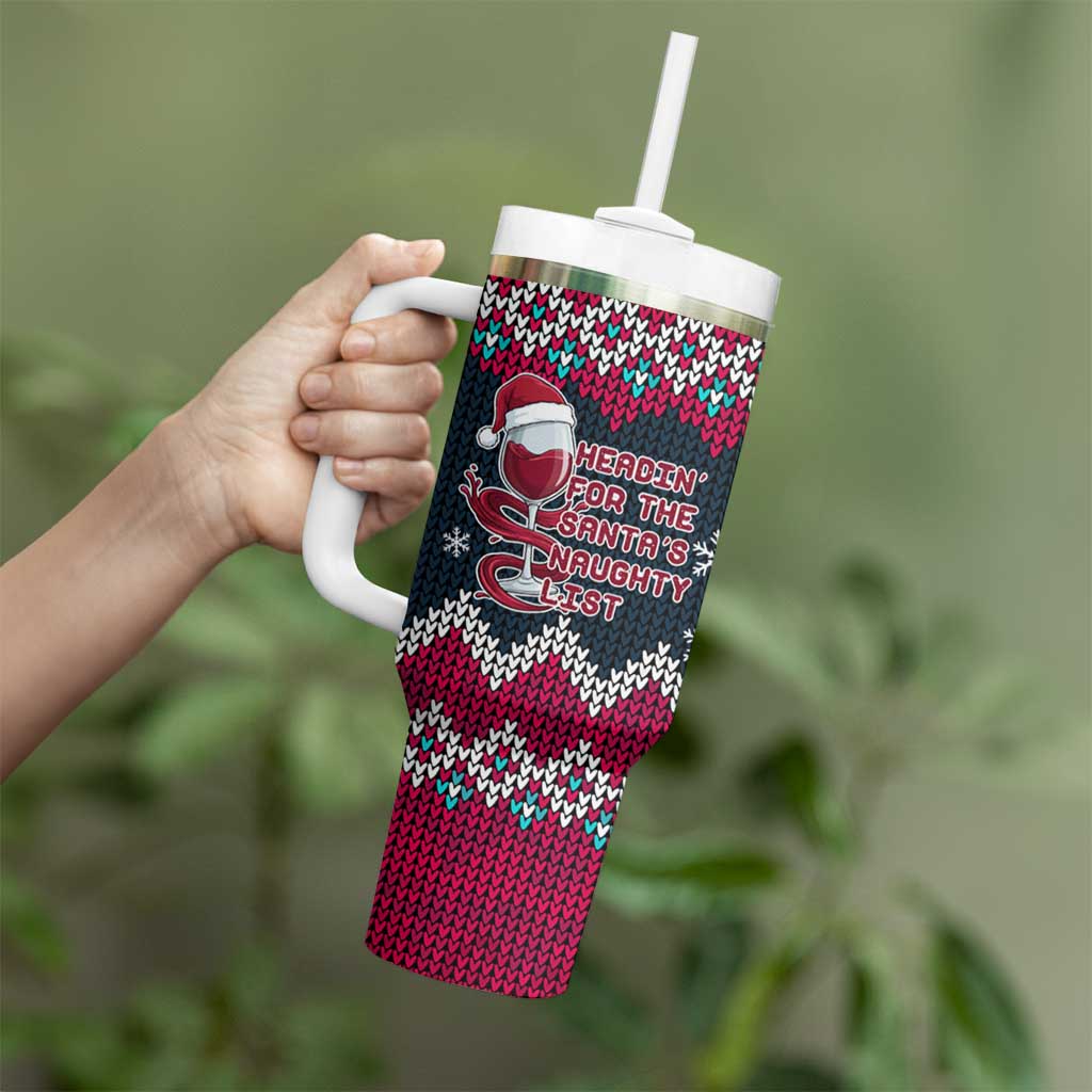 Headin For Santas Naughty Christmas Christmas Tumbler With Handle Xmas Holiday Patterns - Wonder Print Shop
