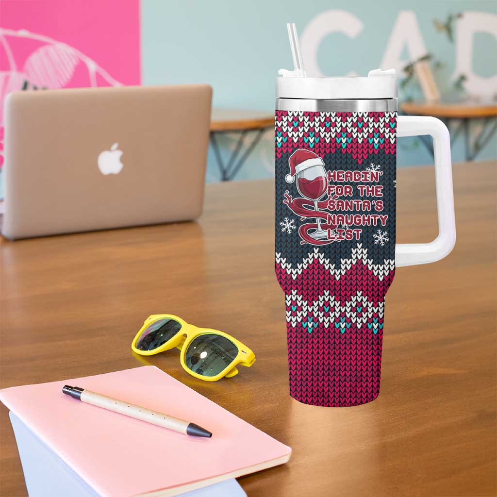 Headin For Santas Naughty Christmas Christmas Tumbler With Handle Xmas Holiday Patterns - Wonder Print Shop