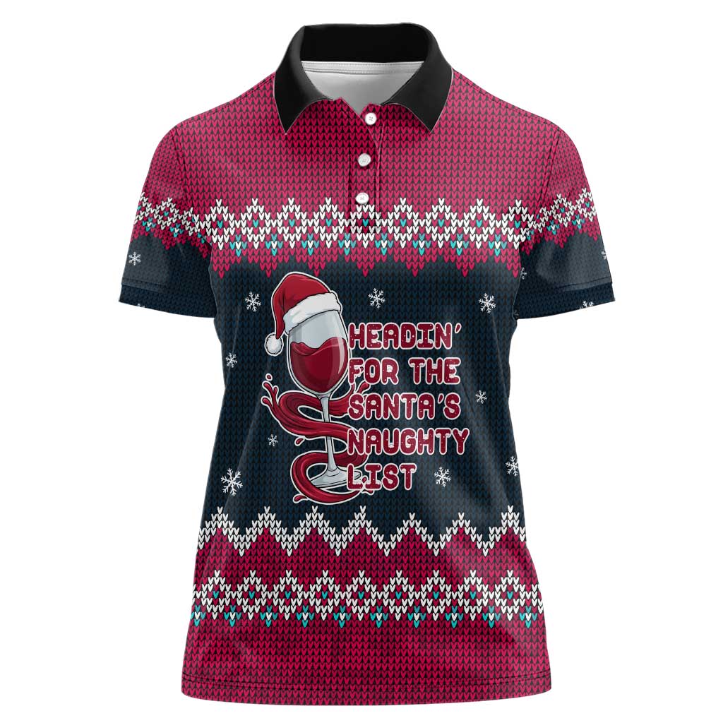 Headin For Santas Naughty Christmas Christmas Women Polo Shirt Xmas Holiday Patterns - Wonder Print Shop