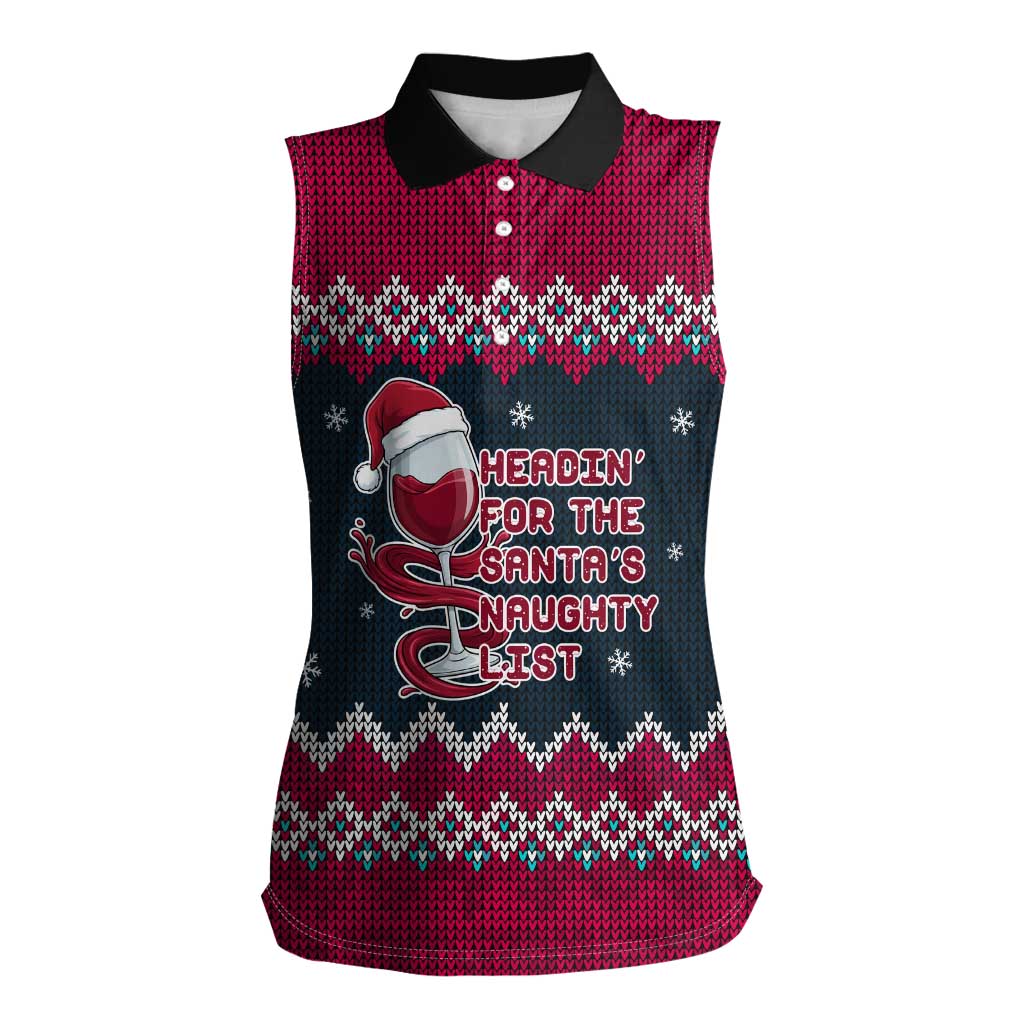 Headin For Santas Naughty Christmas Christmas Women Sleeveless Polo Shirt Xmas Holiday Patterns - Wonder Print Shop