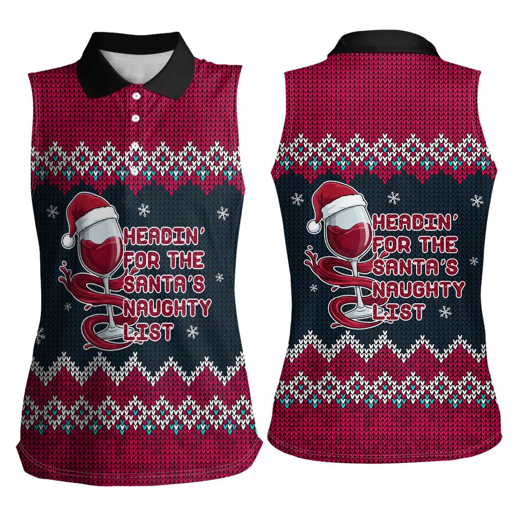 Headin For Santas Naughty Christmas Christmas Women Sleeveless Polo Shirt Xmas Holiday Patterns - Wonder Print Shop
