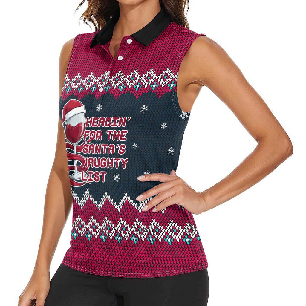 Headin For Santas Naughty Christmas Christmas Women Sleeveless Polo Shirt Xmas Holiday Patterns - Wonder Print Shop