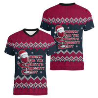 Headin For Santas Naughty Christmas Christmas Women V-Neck T-Shirt Xmas Holiday Patterns - Wonder Print Shop