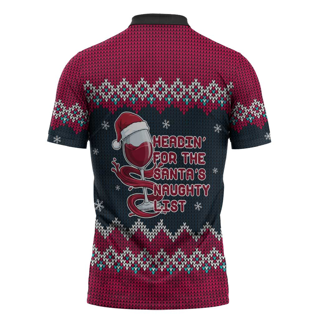 Headin For Santas Naughty Christmas Christmas Zipper Polo Shirt Xmas Holiday Patterns - Wonder Print Shop