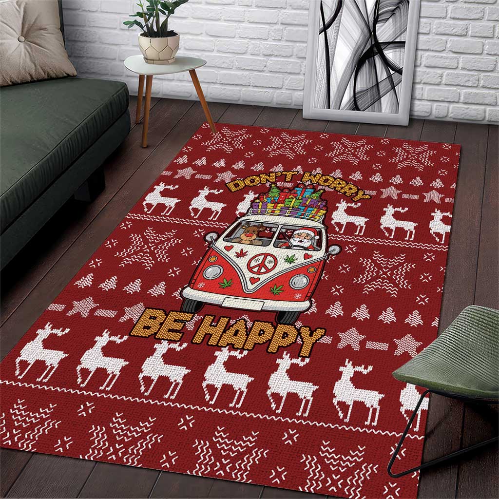 Hippie Car Santa Claus Christmas Area Rug Xmas Holiday Patterns - Wonder Print Shop