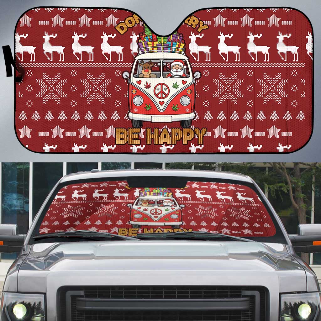 Hippie Car Santa Claus Christmas Auto Sun Shade Xmas Holiday Patterns - Wonder Print Shop