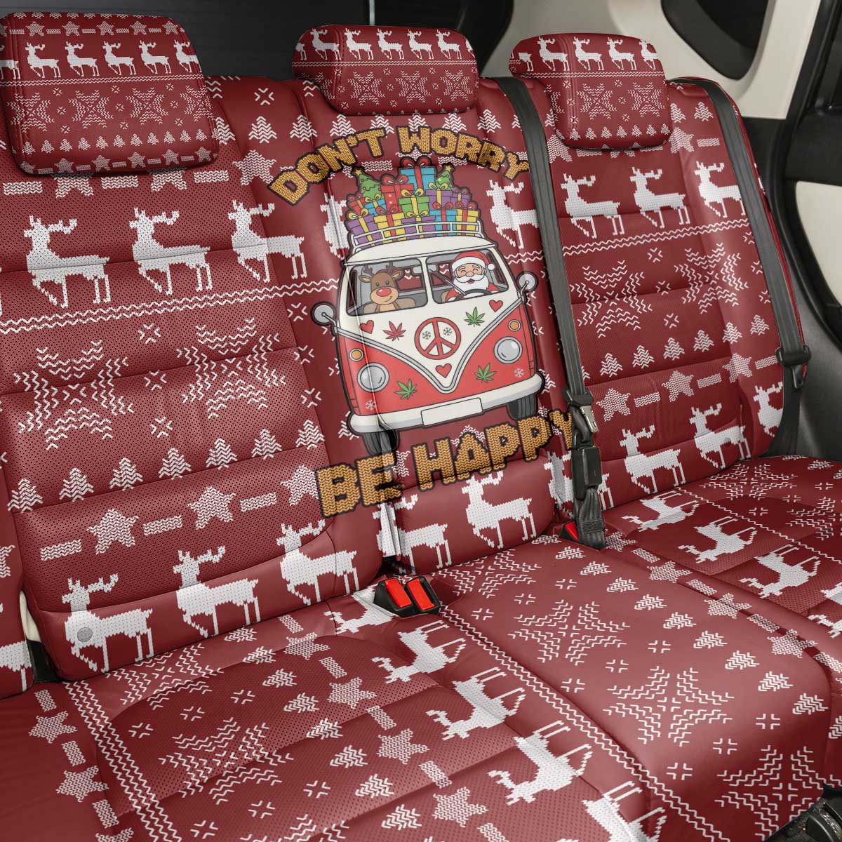 Hippie Car Santa Claus Christmas Back Car Seat Cover Xmas Holiday Patterns - Wonder Print Shop