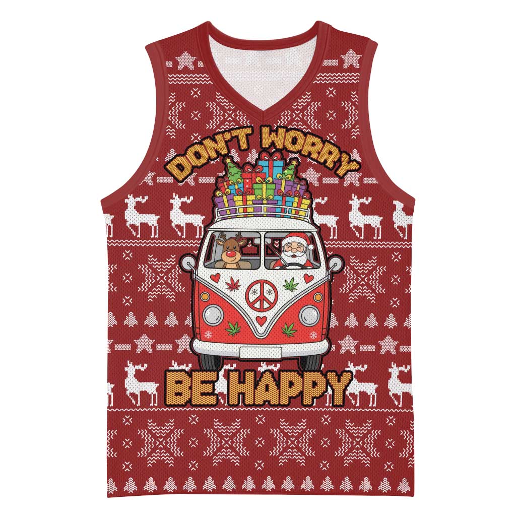 Hippie Car Santa Claus Christmas Basketball Jersey Xmas Holiday Patterns - Wonder Print Shop