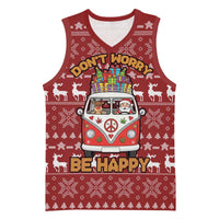 Hippie Car Santa Claus Christmas Basketball Jersey Xmas Holiday Patterns - Wonder Print Shop